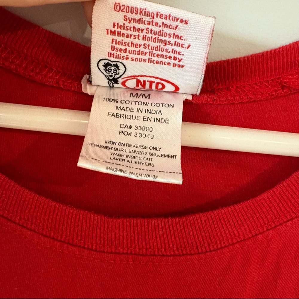 VINTAGE BETTY BOOP Retro Red Short Sleeve Tee Shirt Dress Pink Kiss Graphic - Picture 11 of 12